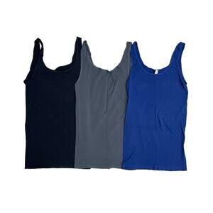 Lot of 3 Black Blue Gray Women's Nikibiki One Size Stretch Tank Tops Cami Shirt